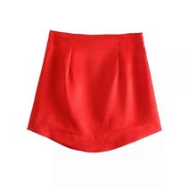 TRAF 새틴 짧은 치마 여성 티지 한 미니 스커트 하이 웨이스트 A 라인 녹색 빨간색 새해 우아한