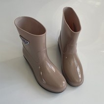 여성 면가죽 소프트 컴포트 미끄럼 방지 패션 프린트 레인부츠