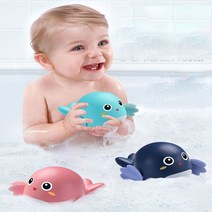수영하는 아기고래 목욕장난감 욕조 목욕놀이 태엽 물놀이장난감 유아물놀이, 핑크
