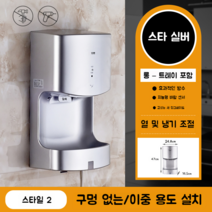 손건조기 핸드 건조기 드라이기 쾌속 벽걸이형 화장실 핸드드라이어기 자동손건조기, 실버