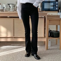 로로텐 슬림핏 부츠컷 바지 면 롱기장 히든밴딩 여성 빅사이즈