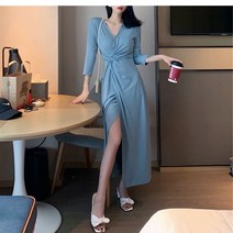 여성스러운 바캉스 원피스 슬림 자매 삼아해변트임 롱스커트 여 발리 비치 스커트