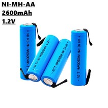 충전식 분무기 고압 압축 엔진 동력 연막 AA NiMH 배터리 1.2V 2600mAh 용접 조각 포함 전동 칫솔 전기 면도기 등에 적합, 02 2pcs