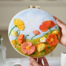 펀치니들 재료 자수 러그 키트 DIY 공예 바느질 액세서리 장식 실 후프 양모 키트 크로스 펀치, 03 3