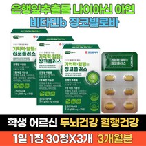중학생 어르신 혈행건강 뇌건강 영양제 은행잎 추출물 나이아신 아연 징코플러스 30정 3개 부모님 수험생 비타민 플라보놀 배당체 면역력 기억력 징코빌로바 판토텐산 두뇌영양제