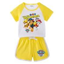Paw Patrol 퍼피구조대 아동복 면100% 여름 반소매 아동복세트 배색 나그랑 반팔티+랍빠 끈반바지 7색 옷 굿즈 2호세트 그림B