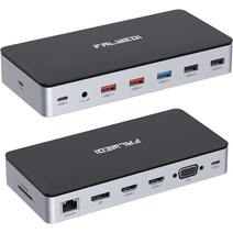USB C 노트북 도킹 스테이션 4K 트리플 디스플레이 멀티포트 어댑터 모니터 3개 연결, 02 Grey
