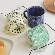 홈카페 빈티지 점박이 도자기 머그컵, 1개 단품, 퓨어그린