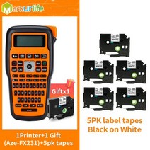 무선 라벨기 휴대용 프린터 스티커 라벨 네임 QWERTY 키보드 업소용 기계 Brother TZe 231 용 E1000 라벨링, 옵션12 1OG add 5PK 231_옵션02 US p