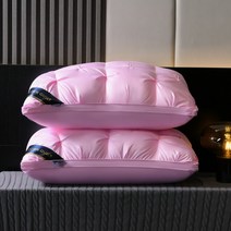 1+1 힐튼 5성급 호텔 베개 항균 항진드기 꺼짐없는 수면용 2개 묶음 3종 높이 배게, 핑크(1+1)1200g