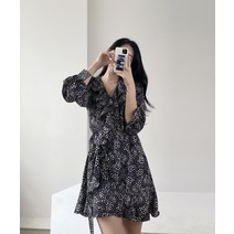 키코 브이넥 프릴 랩원피스