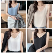 면접용 여름 이너 블라우스 여성 정장 블랙 민소매 하객룩 슬리브리스 브이넥 흰색 나시