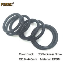 고무바킹 고무패킹 캡 실리콘패킹 OD8 ~ 440mm * 3mm 두께/CS 블랙 EPDM o 링 산 및 알칼리 저항 방수 마, 101 OD140x3mm  1pcs