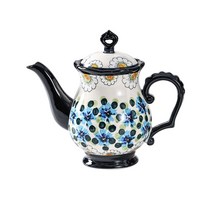 폴란드풍 세라믹 찻주전자 홈데코 티포트 꽃무늬 대용량 티팟, 블루베리