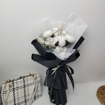 졸업식 특별한날 소영점빵 블랙라인 비누목화꽃다발, 화이트