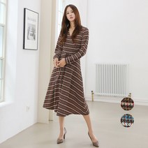 프롬코 자체제작 여성 빗살 패턴 긴팔 안나 롱원피스 FRC86