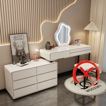 화장대 침실 모던 심플 수납장 코너 일체형 화장대, 원목 암판 + I