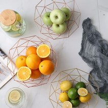 데코와바 철제바구니 과일 간식 바스켓, 로즈골드