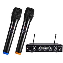 Sound Town UHF 16 채널 노래방 무선 마이크 시스템 블루투스 금속 믹서 휴대용 마이크 2개 교회 학교 결혼식 회의 노래방용(SWM16-KM), Aux In/Out