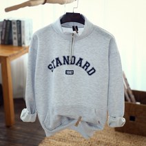 남녀공용 오버핏 맨투맨 반집업 기모 커플시밀러룩