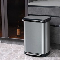 주방 압축 쓰레기통 스테인레스 스틸, 사각 10L 스테인리스 컬러