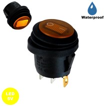2단 3핀 방수 전원 로커 스위치 원형 5V LED 옐로우 ON-OFF 20mm HAS1111, 로제썸 1