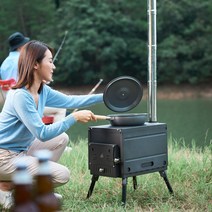 가정용 불멍 캠핑난로 화목난로 미니 접이식 휴대용, 블랙