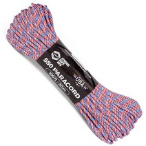 Atwood Rope MFG 550 파라코드 30.5m(100피트) 7가닥 코어 나일론 낙하산 코드 외부 생존 장비 미국산 | 랜야드 팔찌 핸들 랩 키체인 (감염), Flag