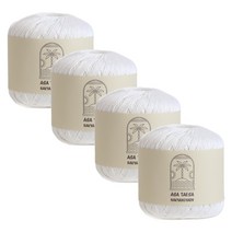 [Ancalls] 아사태사 70g 린넨 면혼방 여름 뜨개실(4볼 셋트 구성), 501 화이트 4볼묶음