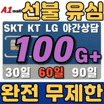 에이원몰 SKT 무제한 선불유심 칩 선불폰 유심카드, 100GB  무제한, x2회 60일