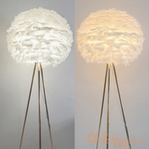 깃털 장 스탠드 테이블 조명 무드등 골드, 장스탠드본품+(8W주광색추가)