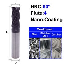 MZG HRC 45 55 65 2 에지 4 플루트 스퀘어 밀링 커터 티타늄 가공 CNC 경질 합금 카바이드 공구 텅스텐 스틸 엔드밀, [05] 4F60C, [25] 18X18X100L