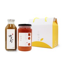 담아요 수제과일청 선물세트(포장무료) 각종답례품 부모님선물 추석명절선물, 1세트, (2구포장)생강청(국산유리병)+귤자몽청650g
