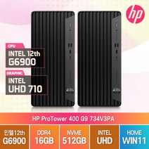 HP 프로타워 400 G9 734V3PA 12세대 G6900 FreeDOS 윈11 사무용 데스크탑, 메모리 16GB/SSD 512GB, 윈도우11 홈 설치, 램16G무상업그레이드