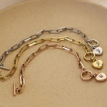 볼드 하트 체인 이니셜 알파벳 팔찌