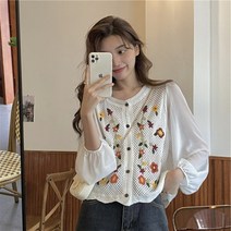 자수 블라우스 일타스타일 큐티