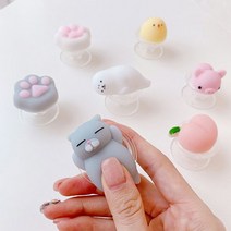 Linkvu 말랑 모찌 애니멀 투명 폰톡 스마트톡 그립톡 핑거링 소켓 홀더 거치대7624801EA, 모찌폰톡_그레이발바닥