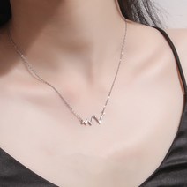 심장 박동 목걸이녀 심플 정교 백합 기질 심전도 쇄골 체인 펜던트 여자, 화이트 골드, 45cm 조절 가능