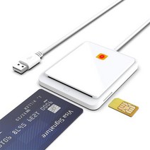 카드 리더기 판독기 USB 스마트 카드 리더 은행 IC/ID EMV 2.0 SIM Windows Linux OS USB-CCID ISO 7816, 03 White