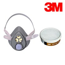 3M 면체마스크 단구형 세트 3200CN + 3311K-100 방진마스크 방독마스크 방역 황사 미세먼지 방진 방독 겸용 필터