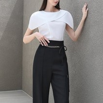 플랩 망또 케이프 블라우스
