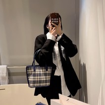 GUIYOMY 여성 체크 숄더백 토트백