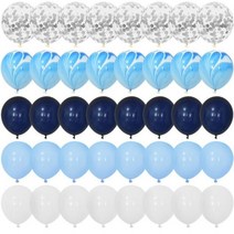 블루 풍선 세트 마노 대리석 금속 색종이 어린이 생일 파티 베이비 샤워 졸업 장식 웨딩 40 피스, Set4