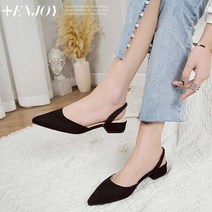 스웨이드 검정색 미들힐 봄구두 슬링백 오피스 뮬샌들