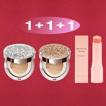 트윙클라 1+1+1 [쿠션+쿠션+멀티밤] [복합 피부 추천] 스타일71 풀 커버 럭셔리 자외선차단 주름개선 미백 앰플 멀티밤 주얼리 쿠션 21호 23호, 1개, 실버다이아글리터23호+로즈골드글리터23호(복합)+멀티밤