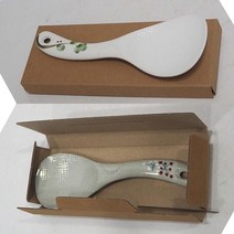 우리도예 (BYUL) 백자도자기새싹그림 밥주걱 선물용 (백자/고백자 택1), 고백자