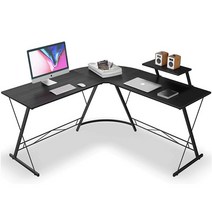 1+1라운딩 게이밍 책상 사무실 컴퓨터 데스크탑 사무실 대학생 서재 아이방 꾸미기 성인 중학생 고등학생, 블랙