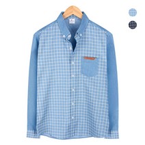 윈도우페인 체크 데님 블루 셔츠_NWM003_Blue 남자청남방 차이나카라 만다린카라 데님셔츠 청자켓 유니클로청남방 청남방코디 오버핏청남방 남방 캐쥬얼셔츠 캐쥬얼 체크남방