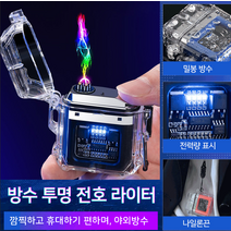 1개 /1+1개 usb 방수라이터 쌍전호 라이터 휴대용 방풍 라이터, 야외방수 C타입 중전 쌍전호 라이터, 레드*(1+1)