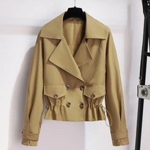 FANSYLI 쇼트 트렌치코트 여자 봄가을 카고코트 12B9